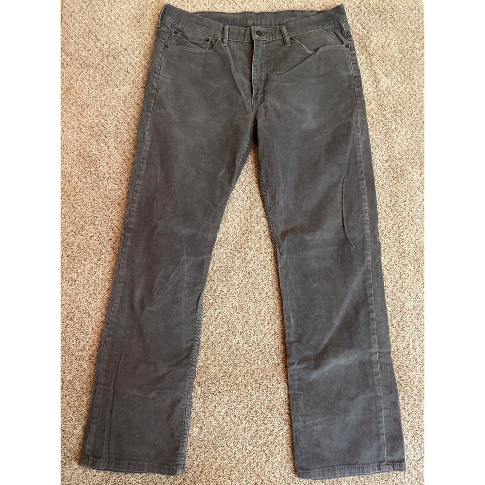 Levi's Men's 514 White Tab Straight Corduroy Pants 38x32 Charcoal Grey Preppy